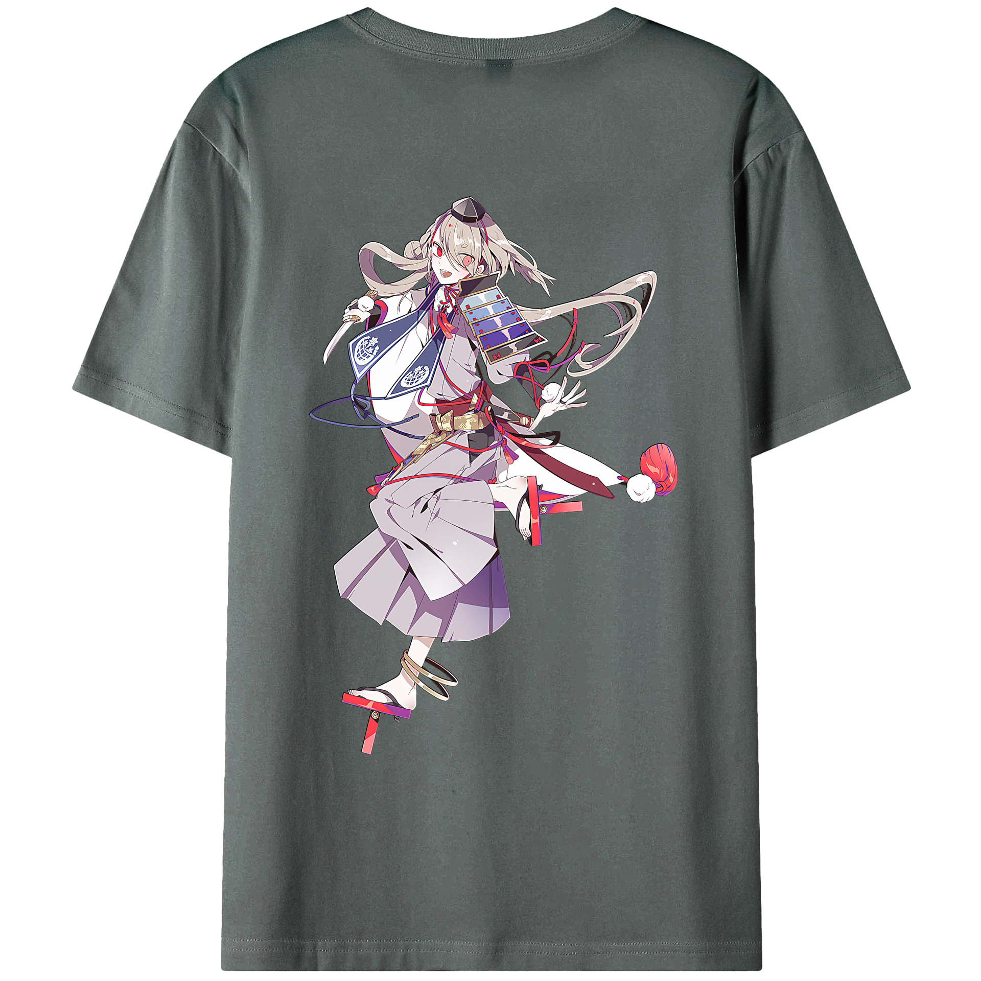 （画像用） 刀剣乱舞 Touken Ranbu 綿100％ メンズ半袖Tシャツ（バックプリント） 通気性